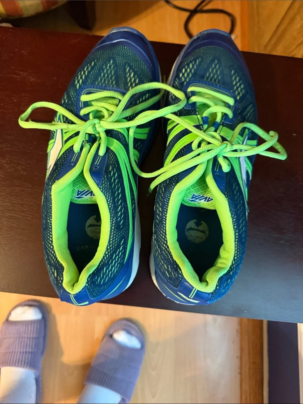 Avia Blue and Neon Green Kids Running Sneakers